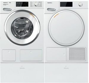 Miele Models WWH860WCS and TWB120WP With Stacking Kit