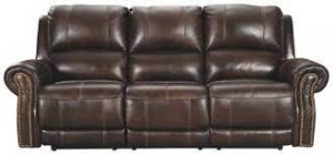 Signature Design By Ashley Power Reclining Sofa with Adjustable Headrest