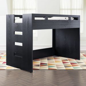 Crate and Barrel Abridged Charcoal Glaze Low Twin Loft Bed with Left Ladder