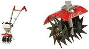 Mantis 7940 4-Cycle Gas Powered Cultivator, red & 4222 Aerator Attachment