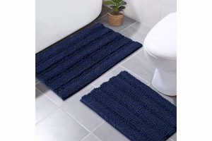 Nicetown Navy Blue Bathroom Rugs