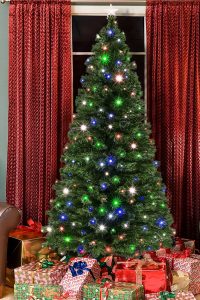 Pine Tree With Pre-Lit Fiber Optic 4-Color LED Lights
